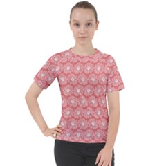 Coral Pink Gerbera Daisy Vector Tile Pattern Women s Sport Raglan Tee