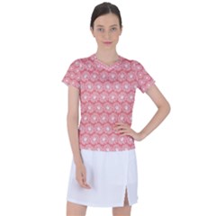 Coral Pink Gerbera Daisy Vector Tile Pattern Women s Sports Top