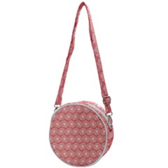 Coral Pink Gerbera Daisy Vector Tile Pattern Crossbody Circle Bag by GardenOfOphir