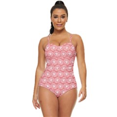 Coral Pink Gerbera Daisy Vector Tile Pattern Retro Full Coverage Swimsuit