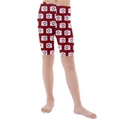 Modern Chic Vector Camera Illustration Pattern Kids  Mid Length Swim Shorts