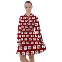 Modern Chic Vector Camera Illustration Pattern All Frills Chiffon Dress