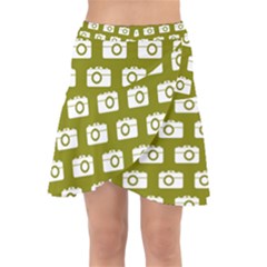 Modern Chic Vector Camera Illustration Pattern Wrap Front Skirt