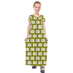 Modern Chic Vector Camera Illustration Pattern Kids  Short Sleeve Maxi Dress by GardenOfOphir