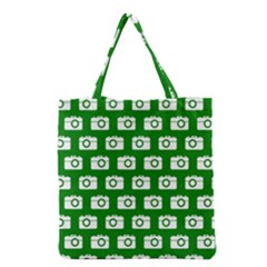 Modern Chic Vector Camera Illustration Pattern Grocery Tote Bag by GardenOfOphir