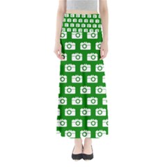 Modern Chic Vector Camera Illustration Pattern Full Length Maxi Skirt by GardenOfOphir