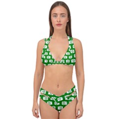 Modern Chic Vector Camera Illustration Pattern Double Strap Halter Bikini Set by GardenOfOphir