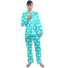 Modern Chic Vector Camera Illustration Pattern Men s Long Sleeve Satin Pajamas Set by GardenOfOphir