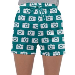 Modern Chic Vector Camera Illustration Pattern Sleepwear Shorts by GardenOfOphir