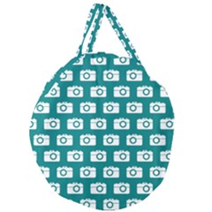 Modern Chic Vector Camera Illustration Pattern Giant Round Zipper Tote by GardenOfOphir