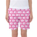 Pink Modern Chic Vector Camera Illustration Pattern Women s Basketball Shorts View1