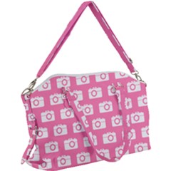 Pink Modern Chic Vector Camera Illustration Pattern Canvas Crossbody Bag