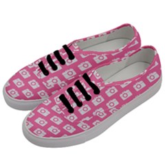 Pink Modern Chic Vector Camera Illustration Pattern Men s Classic Low Top Sneakers by GardenOfOphir