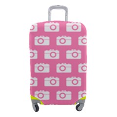 Pink Modern Chic Vector Camera Illustration Pattern Luggage Cover (small) by GardenOfOphir
