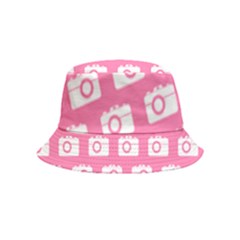 Pink Modern Chic Vector Camera Illustration Pattern Bucket Hat (kids) by GardenOfOphir