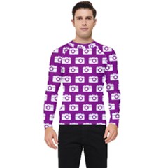 Modern Chic Vector Camera Illustration Pattern Men s Long Sleeve Rash Guard by GardenOfOphir