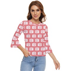 Modern Chic Vector Camera Illustration Pattern Bell Sleeve Top