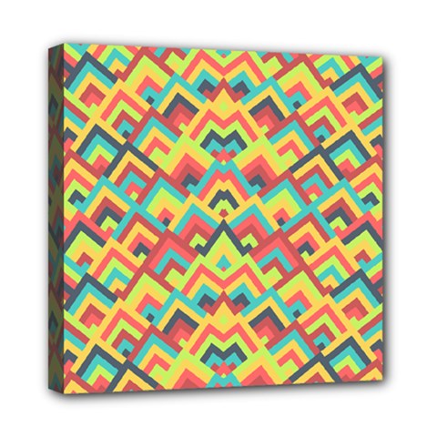 Trendy Chic Modern Chevron Pattern Mini Canvas 8  X 8  (stretched) by GardenOfOphir