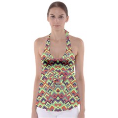 Trendy Chic Modern Chevron Pattern Babydoll Tankini Top