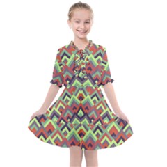 Trendy Chic Modern Chevron Pattern Kids  All Frills Chiffon Dress by GardenOfOphir