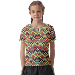 Trendy Chic Modern Chevron Pattern Kids  Frill Chiffon Blouse