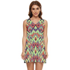 Trendy Chic Modern Chevron Pattern Tiered Sleeveless Mini Dress