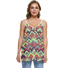 Trendy Chic Modern Chevron Pattern Casual Spaghetti Strap Chiffon Top