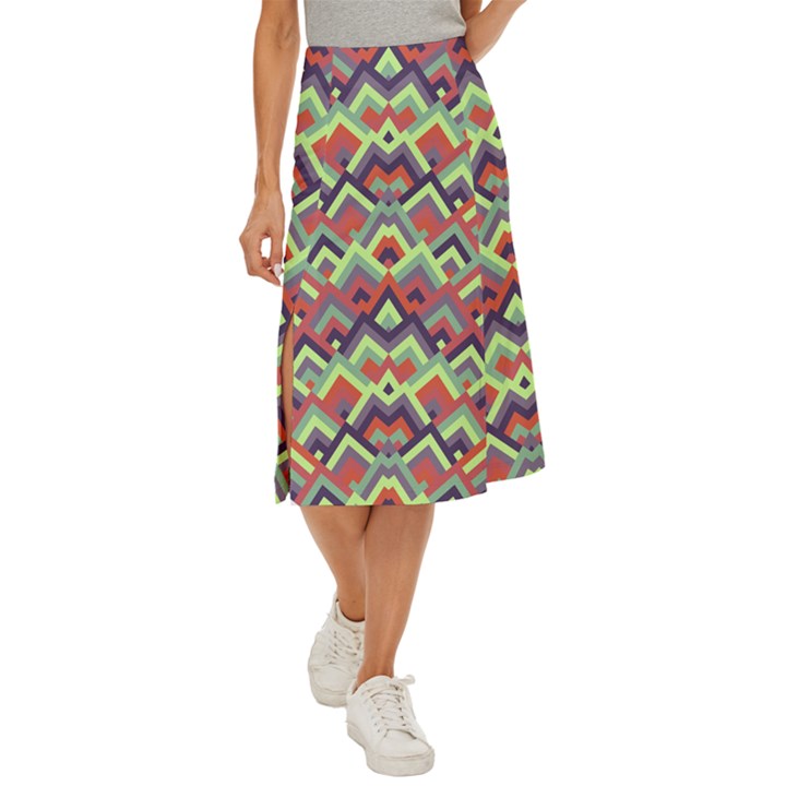 Trendy Chic Modern Chevron Pattern Midi Panel Skirt