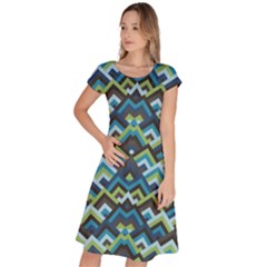 Trendy Chic Modern Chevron Pattern Classic Short Sleeve Dress by GardenOfOphir