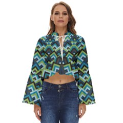 Trendy Chic Modern Chevron Pattern Boho Long Bell Sleeve Top