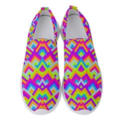 Colorful Trendy Chic Modern Chevron Pattern Women s Slip On Sneakers by GardenOfOphir