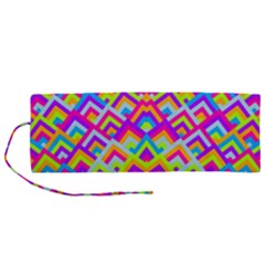Colorful Trendy Chic Modern Chevron Pattern Roll Up Canvas Pencil Holder (m) by GardenOfOphir
