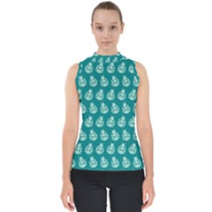 Ladybug Vector Geometric Tile Pattern Mock Neck Shell Top