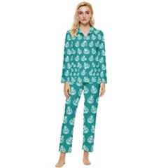 Ladybug Vector Geometric Tile Pattern Womens  Long Sleeve Velvet Pocket Pajamas Set