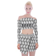 Ladybug Vector Geometric Tile Pattern Off Shoulder Top With Mini Skirt Set by GardenOfOphir