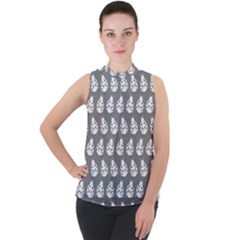 Ladybug Vector Geometric Tile Pattern Mock Neck Chiffon Sleeveless Top