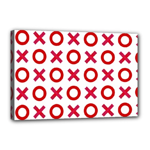 Pattern Xoxo Red White Love Canvas 18  X 12  (stretched) by Jancukart