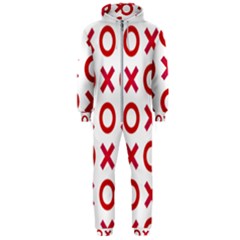 Pattern Xoxo Red White Love Hooded Jumpsuit (men)
