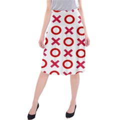 Pattern Xoxo Red White Love Midi Beach Skirt by Jancukart
