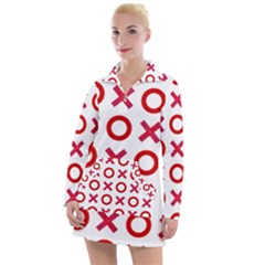 Pattern Xoxo Red White Love Women s Long Sleeve Casual Dress by Jancukart