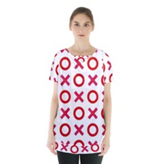 Pattern Xoxo Red White Love Skirt Hem Sports Top by Jancukart