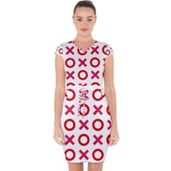 Pattern Xoxo Red White Love Capsleeve Drawstring Dress  by Jancukart