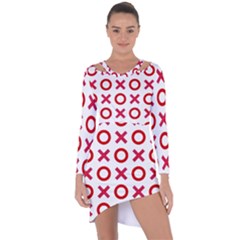 Pattern Xoxo Red White Love Asymmetric Cut-out Shift Dress by Jancukart