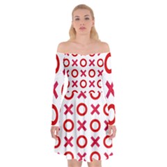 Pattern Xoxo Red White Love Off Shoulder Skater Dress by Jancukart