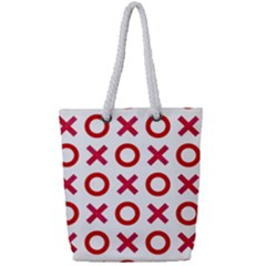 Pattern Xoxo Red White Love Full Print Rope Handle Tote (small) by Jancukart