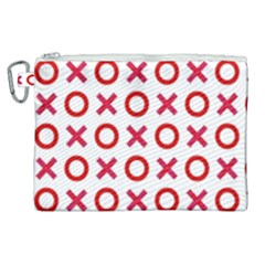 Pattern Xoxo Red White Love Canvas Cosmetic Bag (xl) by Jancukart