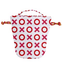 Pattern Xoxo Red White Love Drawstring Bucket Bag by Jancukart