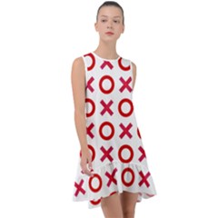 Pattern Xoxo Red White Love Frill Swing Dress