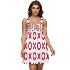Pattern Xoxo Red White Love Ruffle Strap Babydoll Chiffon Dress by Jancukart