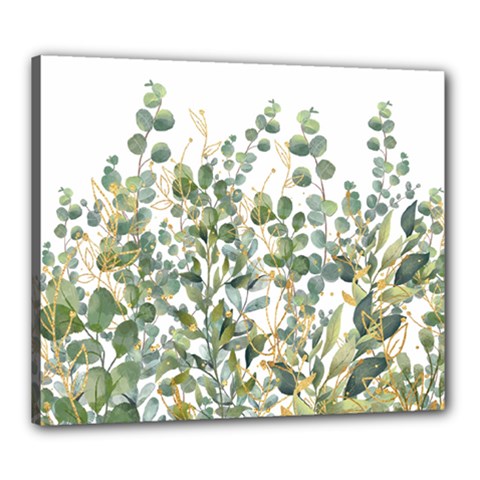 Gold And Green Eucalyptus Leaves Canvas 24  X 20  (stretched) by Jack14